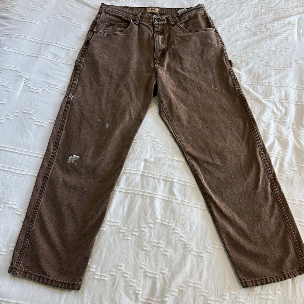 C.E. Schmidt Workwear Carpenter Pants Brown Canvas Utility 34x30